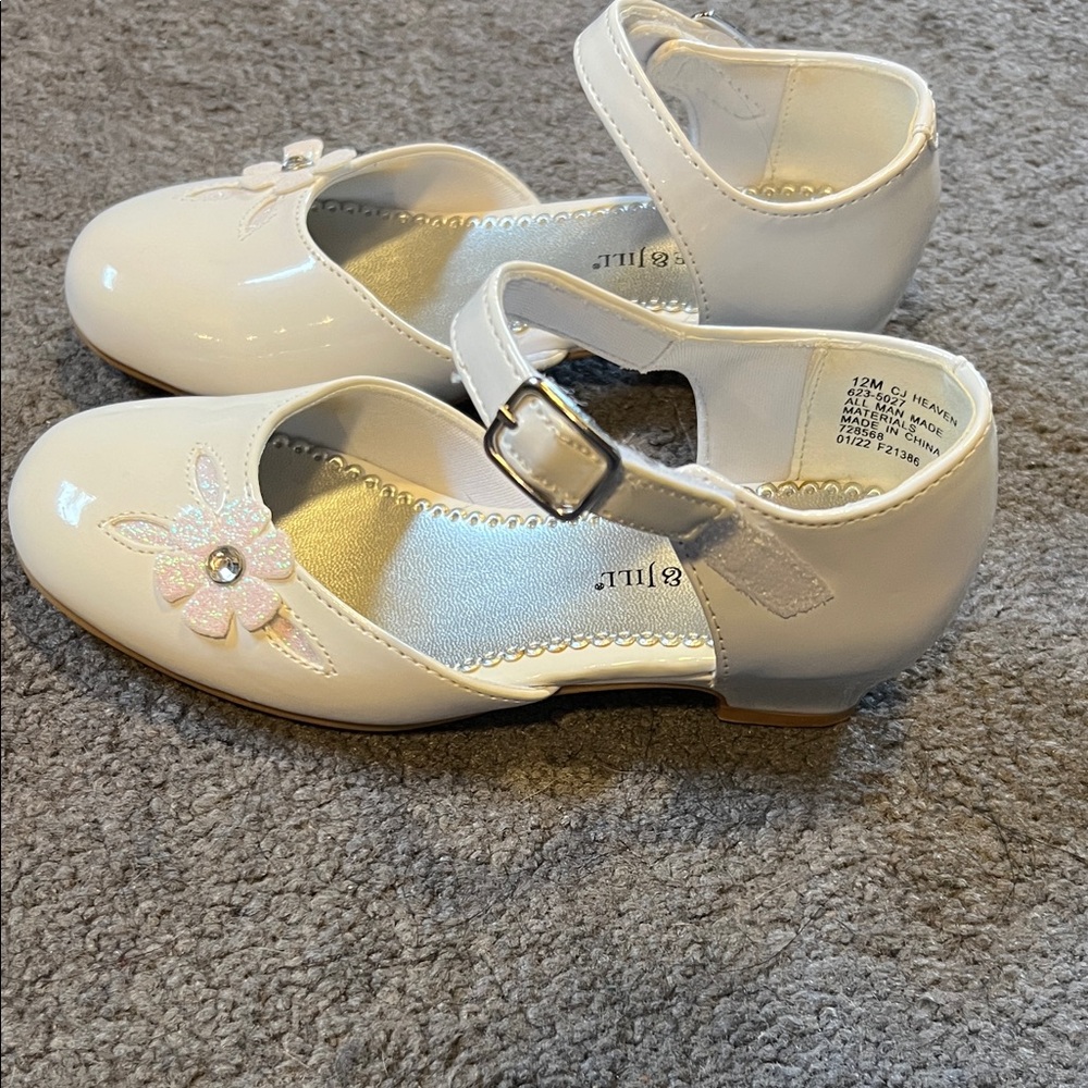 White Floral girls size 12 Dress Shoes - Picture 4 of 9